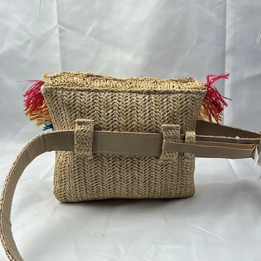 NWOT INC International Concept Straw Rainbow Belt Bag
